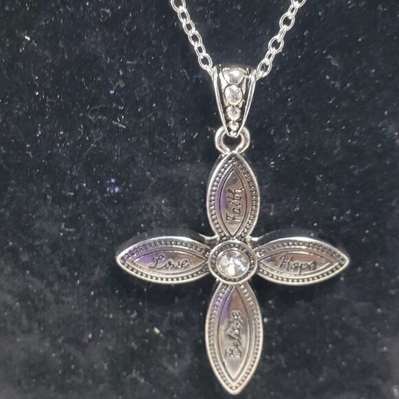 Elegant Silver Cross Pendant Necklace with Matching Earrings – Christian Jewelry - Picture 9 of 12